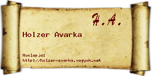 Holzer Avarka névjegykártya